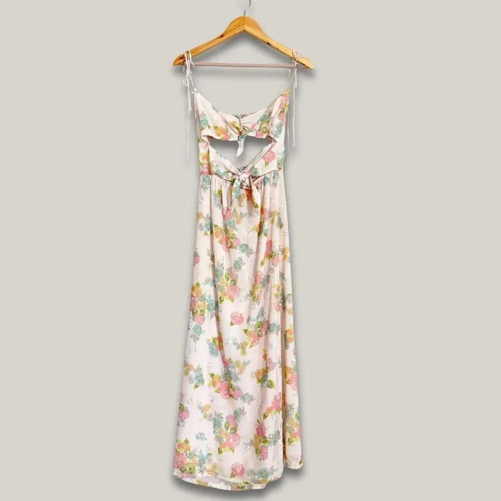 For Love & Lemons Louisa Maxi Dress Floral Silk Maxi XS - Picture 6 of 7